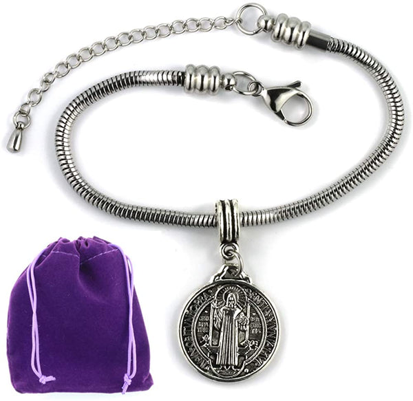 St Benedict Bracelet | Stainless Steel Snake Chain Bracelet