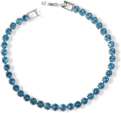 Emerald Park Jewelry Tennis Bracelet AAA Cubic Zirconia Blue Green Pink White