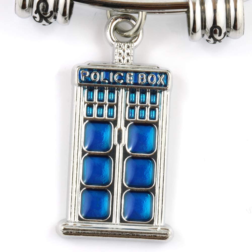 Police Box Bracelet | Bangle for Fans of The Popular TV Series for Men Women Police Decor Call Box Policeman Box Stainless Steel Hypoallergenic Jewelry