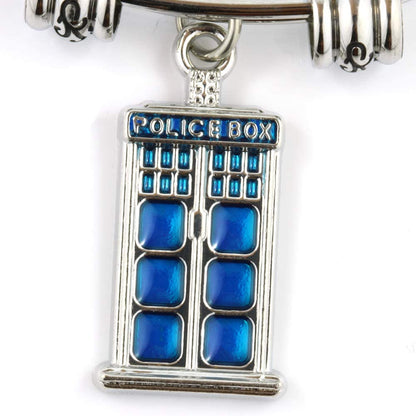 Police Box Bracelet | Bangle for Fans of The Popular TV Series for Men Women Police Decor Call Box Policeman Box Stainless Steel Hypoallergenic Jewelry