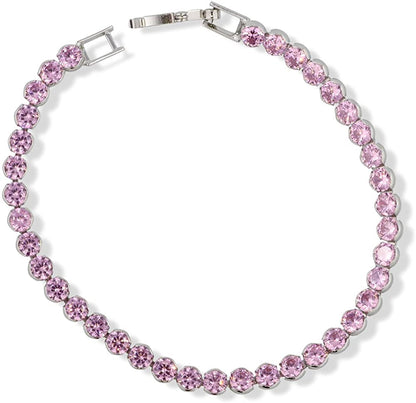 Emerald Park Jewelry Tennis Bracelet AAA Cubic Zirconia Blue Green Pink White