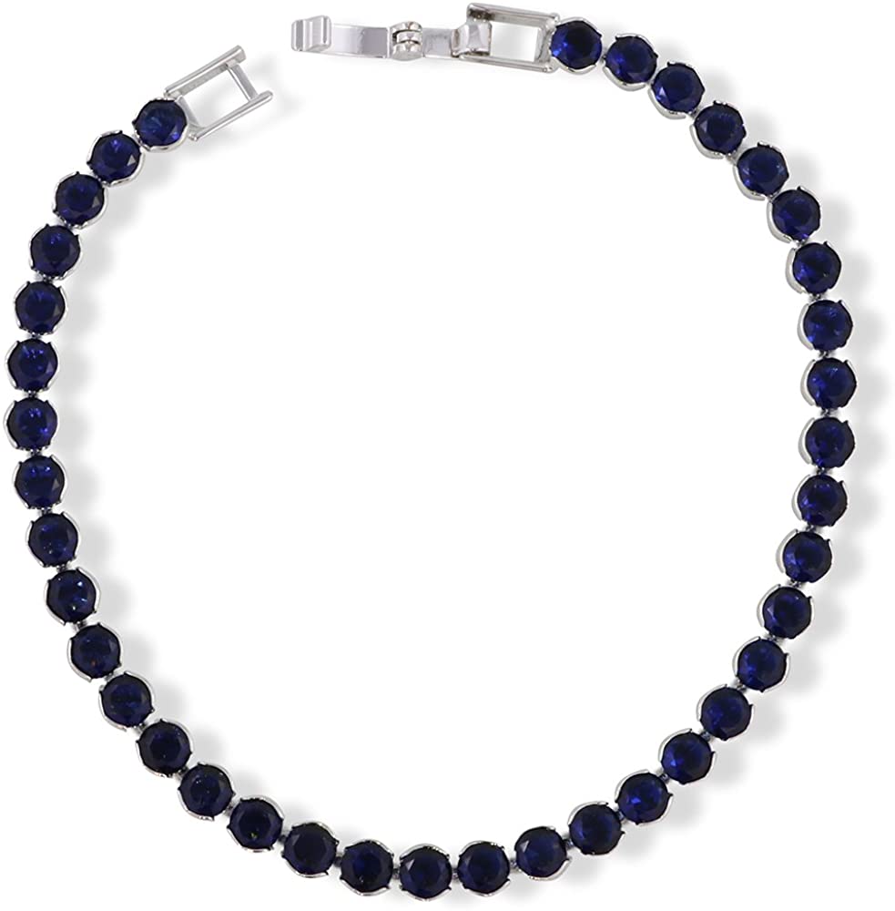 Emerald Park Jewelry Tennis Bracelet AAA Cubic Zirconia Blue Green Pink White