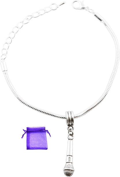 Microphone Jewelry | For Singers and Entertainers Snake Chain Charm Bracelet