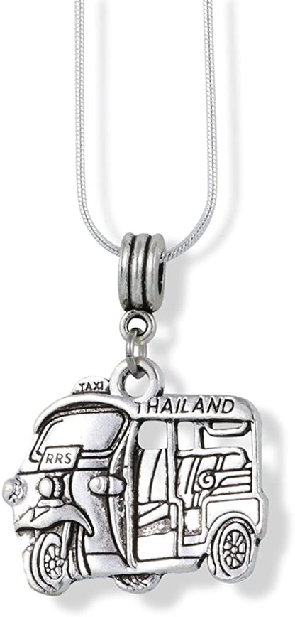 Emerald Park Jewelry Thailand Tuk Tuk Taxi Charm Snake Chain Necklace