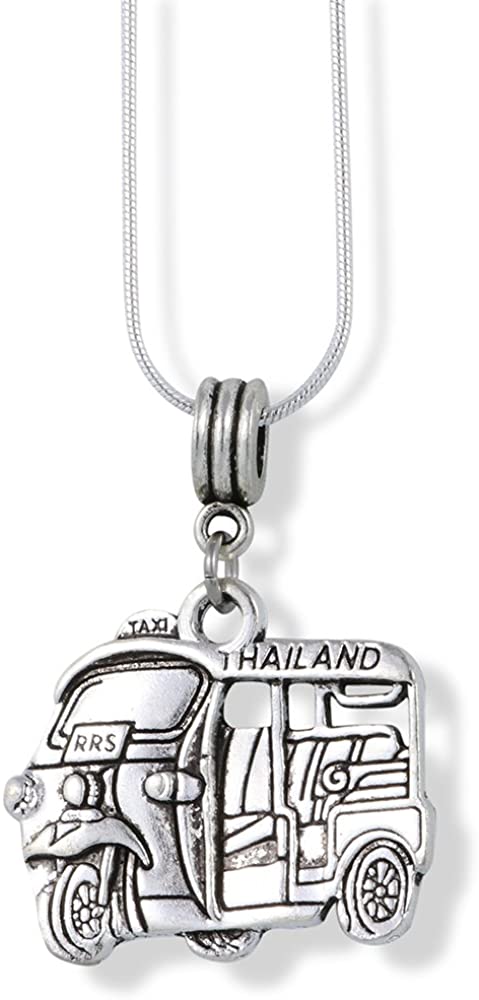 Emerald Park Jewelry Thailand Tuk Tuk Taxi Charm Snake Chain Necklace