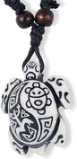 Emerald Park Jewelry Turtle with Small Turtle Image on Shell Leather Rope Necklace