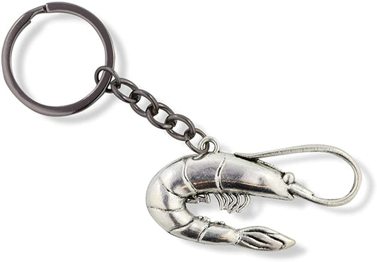 Emerald Park Jewelry Shrimp Charm Keychain, Silver, Medium