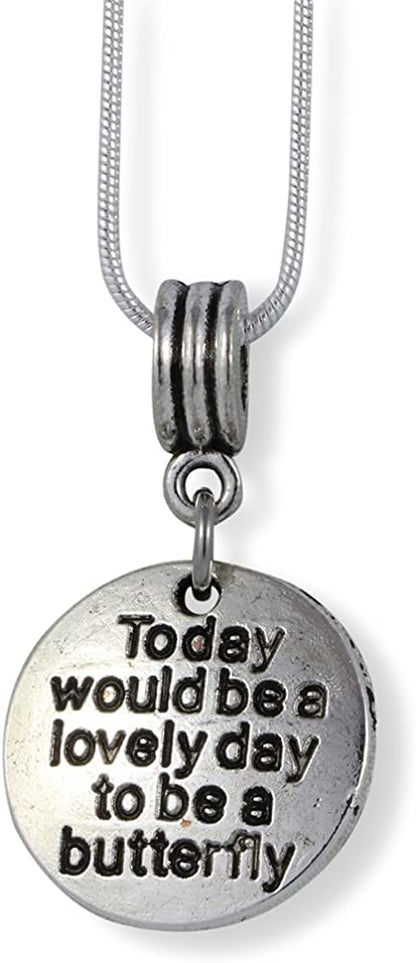 Emerald Park Jewelry Butterfly Necklace | Today Would be a Lovely Day to Be a Butterfly Charm Snake Chain Pendant