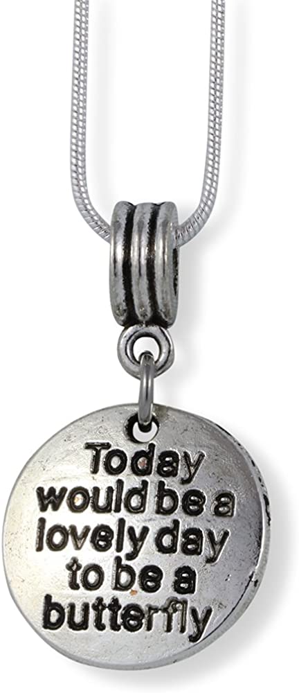 Emerald Park Jewelry Butterfly Necklace | Today Would be a Lovely Day to Be a Butterfly Charm Snake Chain Pendant