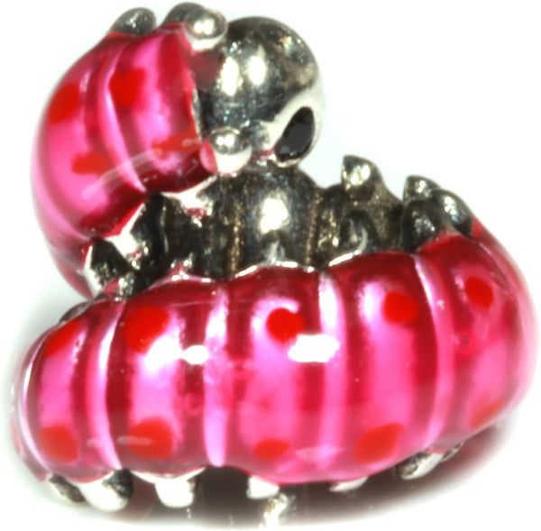 Caterpillar Charm - Compatible with Pandora Charm Clearance or Compatible with Cute Pandora Charms a Nice Insect Charm Goes with Butterfly Charms for Bracelets or Butterfly Necklaces and Pendants
