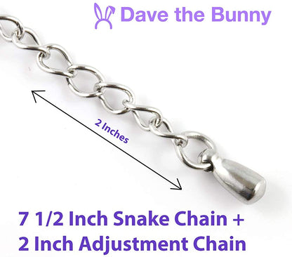 EPJ Diabetic Bracelet | Text on Heart Snake Chain Charm Bracelet