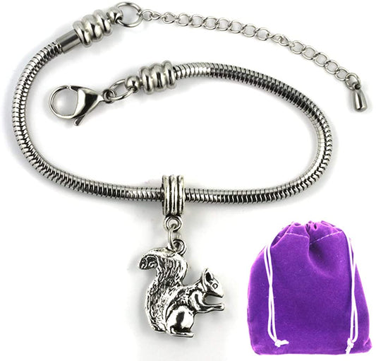 Dave The Bunny Squirrel Bracelet | Stainless Steel Snake Chain Bracelet