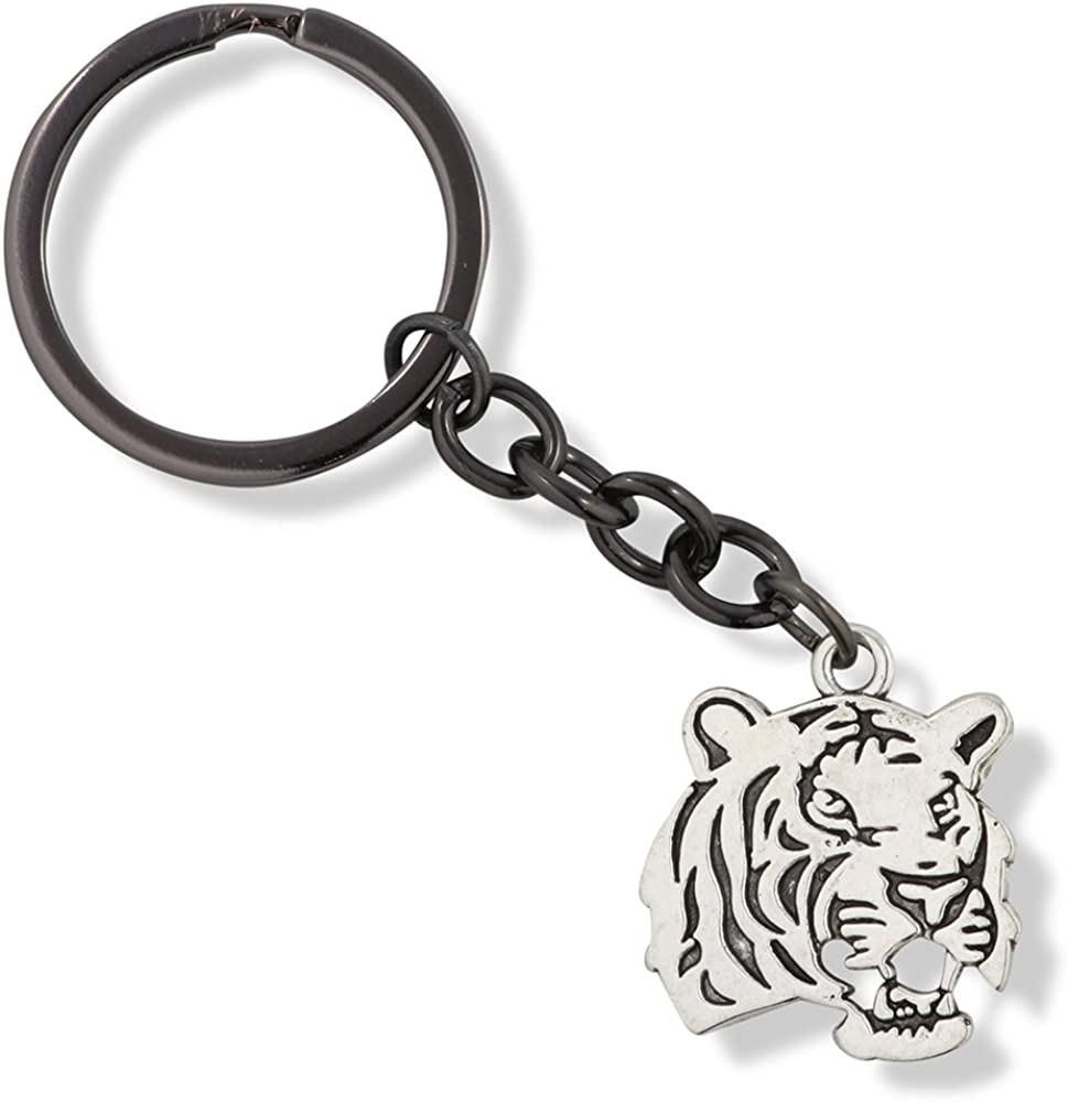 Emerald Park Jewelry Tiger Keychain | A Great Animal Keychain or Tiger Accessories Women and Men will Love, Silver, Large