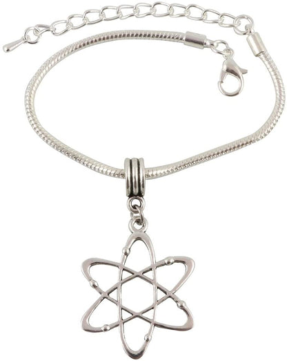Emerald Park Jewelry Atomic Science Symbol Snake Chain Charm Bracelet