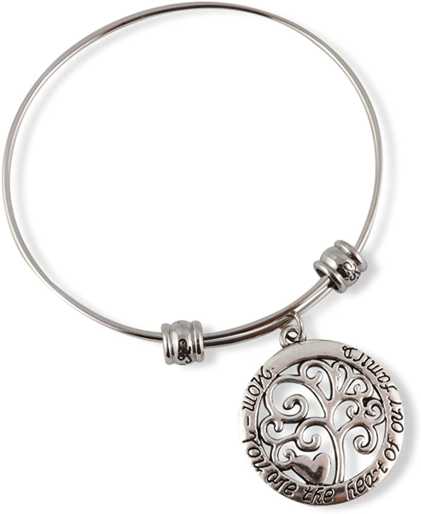 Emerald Park Jewelry Mom You are The Heart of Our Family Fancy Bangle