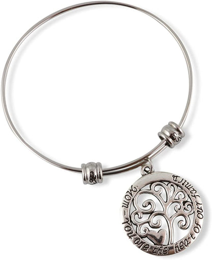 Emerald Park Jewelry Mom You are The Heart of Our Family Fancy Bangle