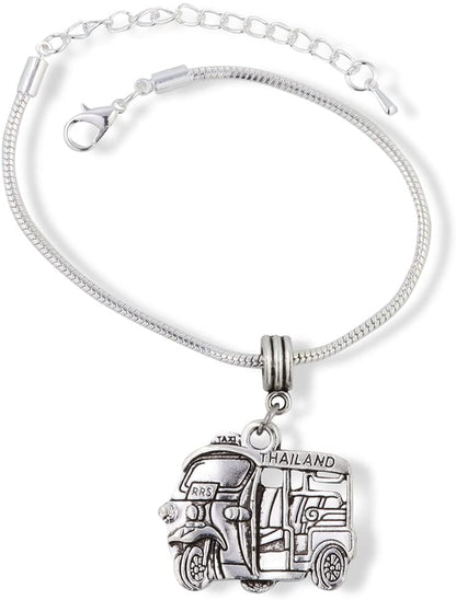 Thailand Tuk Tuk Taxi Snake Chain Charm Bracelet