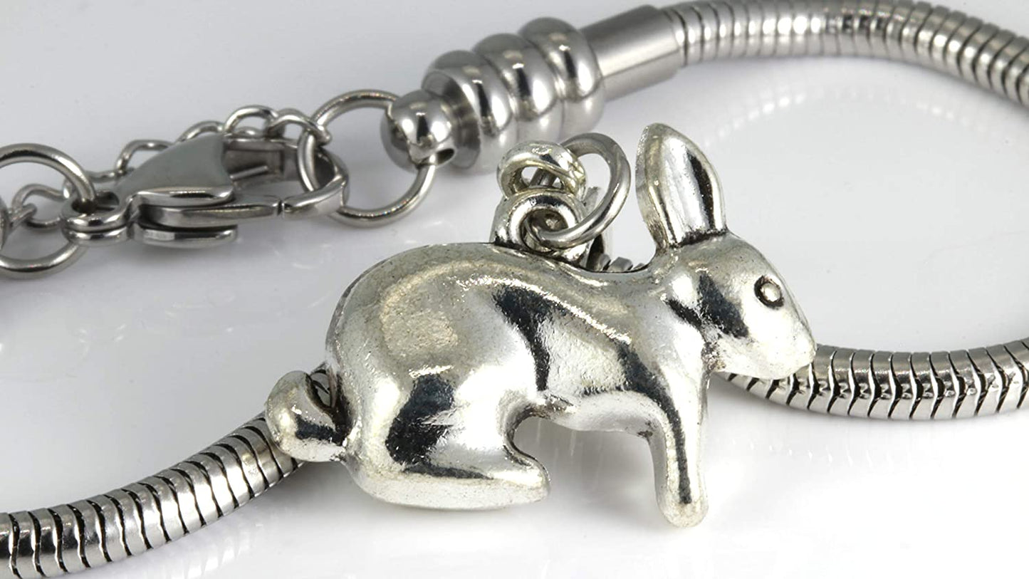 Rabbit Bracelet for Women | A Rabbit Gift with a Bunny Rabbit Charm on a Hypoallergenic Stainless Steel Snake Chain Bracelet Great Rabbit Gifts for Women or Men or Rabbit Jewelry as the Rabbit Gift