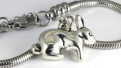 Rabbit Bracelet for Women | A Rabbit Gift with a Bunny Rabbit Charm on a Hypoallergenic Stainless Steel Snake Chain Bracelet Great Rabbit Gifts for Women or Men or Rabbit Jewelry as the Rabbit Gift