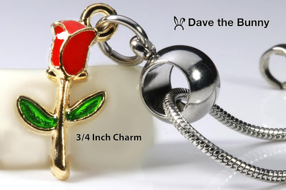Dave The Bunny Rose Necklace for Women - A Nice Red flower Necklace and Simple Necklaces for Women