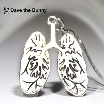 Lung Jewelry - Breathe Pendant with Breathe Charm on Lung Necklace A Just Breathe Necklace of Human Anatomy Gifts great for Lung Cancer Survivor Gifts and Lung Cancer Awareness goes with Cancer Ribbon
