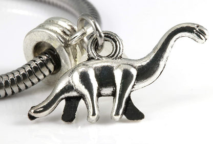 Dinosaur Jewelry | Brontosaurus Bracelet Silver Plated Snake Chain Bracelet Great for Jurassic World Party Supplies and Dinosaur Party Favors or Excellent choice for Dinosaur Bracelet Dinosaur Prizes