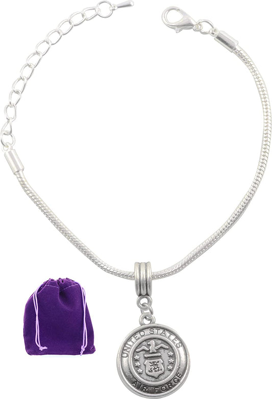 Us Air Force Bracelet | United States Charm Great For Air Force Women And Men Jewelry For Mom Dad Sister Brother Grandma Or Grandpa