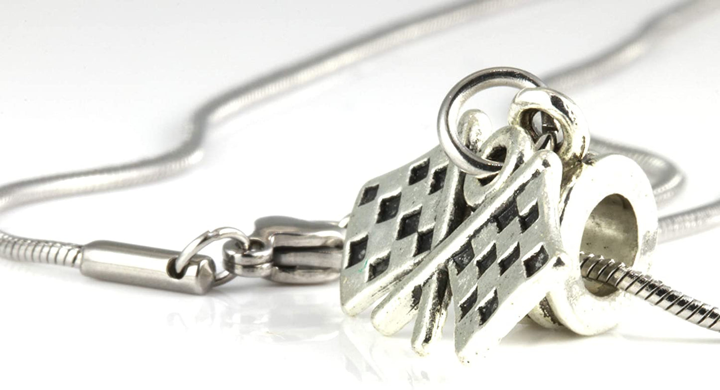 Checkered Flag | Great Racing Gifts for Men and Women Checkered Flag Charm Necklace Pendant of Race Flags Formula 1 Racing or Car Racing Gifts or Motocross Jewelry for Women or Racing Stuff for Fans