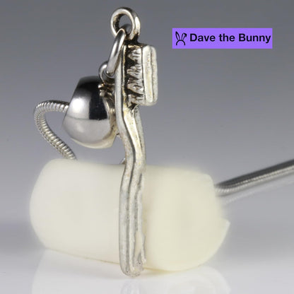 Dental Assistant Accessories - Toothbrush Charm on Stainless Steel Snake Chain with Alloy Charm, Perfect for Oral Care Professionals, Ideal Dental Assistant must haves Accessory