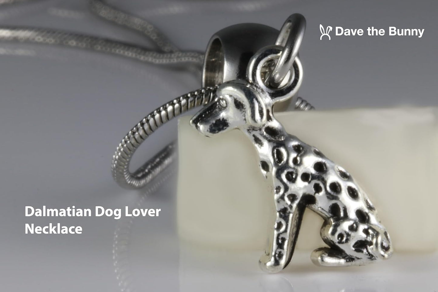 Dalmatian Dog Necklace - Dalmatian Decor 101 Dalmatians Inspired Stainless Steel Snake Dog Mom Necklace or Dog Chain Necklace with Alloy Charm, Elegant Dog Necklace Accessory for Canine Fashion