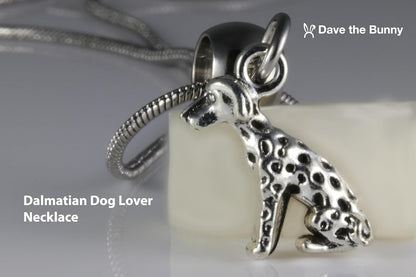 Dalmatian Dog Necklace - Dalmatian Decor 101 Dalmatians Inspired Stainless Steel Snake Dog Mom Necklace or Dog Chain Necklace with Alloy Charm, Elegant Dog Necklace Accessory for Canine Fashion