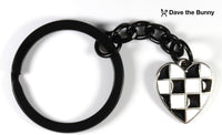 Dave The Bunny Checkered Keychain - Racing Keychain or Car Racing Gifts for Men and Women a Beautiful Checkered Heart Keychain