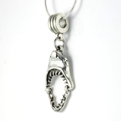 Shark Tooth Necklace | Shark Necklace on a 22 inch Stainless Steel Chain a Shark Jaw Charm on a Shark Tooth Necklace for Men and Women with Moveable Jaw Shark Charm with Shark Teeth for Biting Action