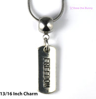 Dave The Bunny Forever Freedom - Freedom Necklace Emotional Freedom Stainless Steel Snake Chain with Alloy Charm - Freedom from OCD and be a Freedom Influencer with Freedom Mastery