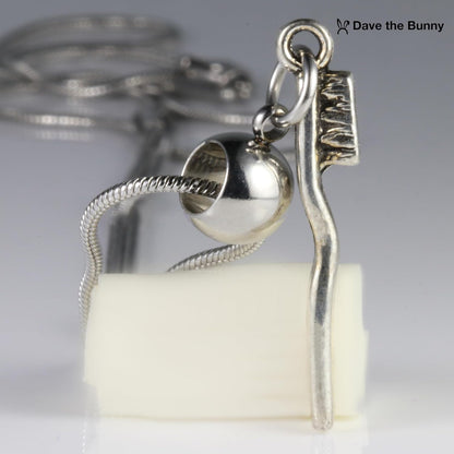 Dental Assistant Accessories - Toothbrush Charm on Stainless Steel Snake Chain with Alloy Charm, Perfect for Oral Care Professionals, Ideal Dental Assistant must haves Accessory