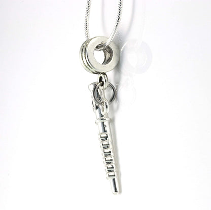 Flute Necklace | Pendant Jewelry Jewlry Gift for Men Women Decor Flutes Musician Teacher Student Orchestra Musical Wind Instrument fife