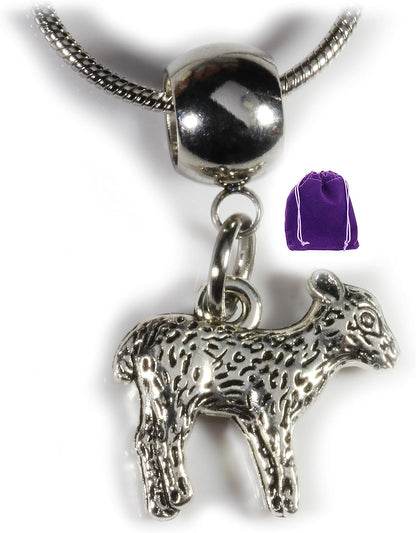 Dave The Bunny Lamb Necklace - Lamb Gifts for Women a Cute Little Lamb Charm or Sheep Charm on a Sheep Necklace or Sheep Jewelry 100% Stainless Steel Snake Chain Necklace