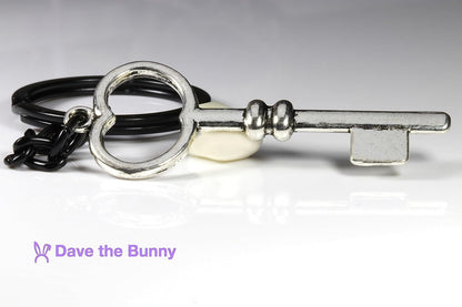 Dave The Bunny Skeleton Key Keychain - Skeleton Key Decor with a Vintage Key Keyring