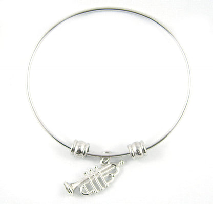 Trumpet Gifts | Trumpet Charm Bangle Bracelet Accessories Hypoallergenic Stainless Steel Trumpet Jewelry and Trumpet Charm for Marching Band Jewelry Gift for Women and Men and Music Gifts