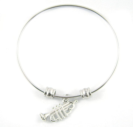 Trumpet Gifts | Trumpet Charm Bangle Bracelet Accessories Hypoallergenic Stainless Steel Trumpet Jewelry and Trumpet Charm for Marching Band Jewelry Gift for Women and Men and Music Gifts