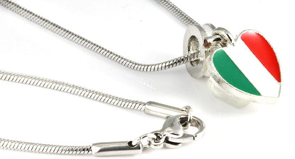 Italian Gifts | Italian Flag Necklace with an Italy Charm on a Snake Chain Italian Necklace a Great Italian Good Luck Charm or Italian Fashion for Women and Men makes Great Italy Party Favors or Gifts