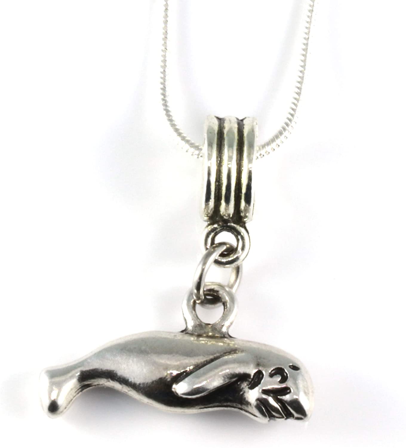 Manatee Charm Snake Chain Necklace