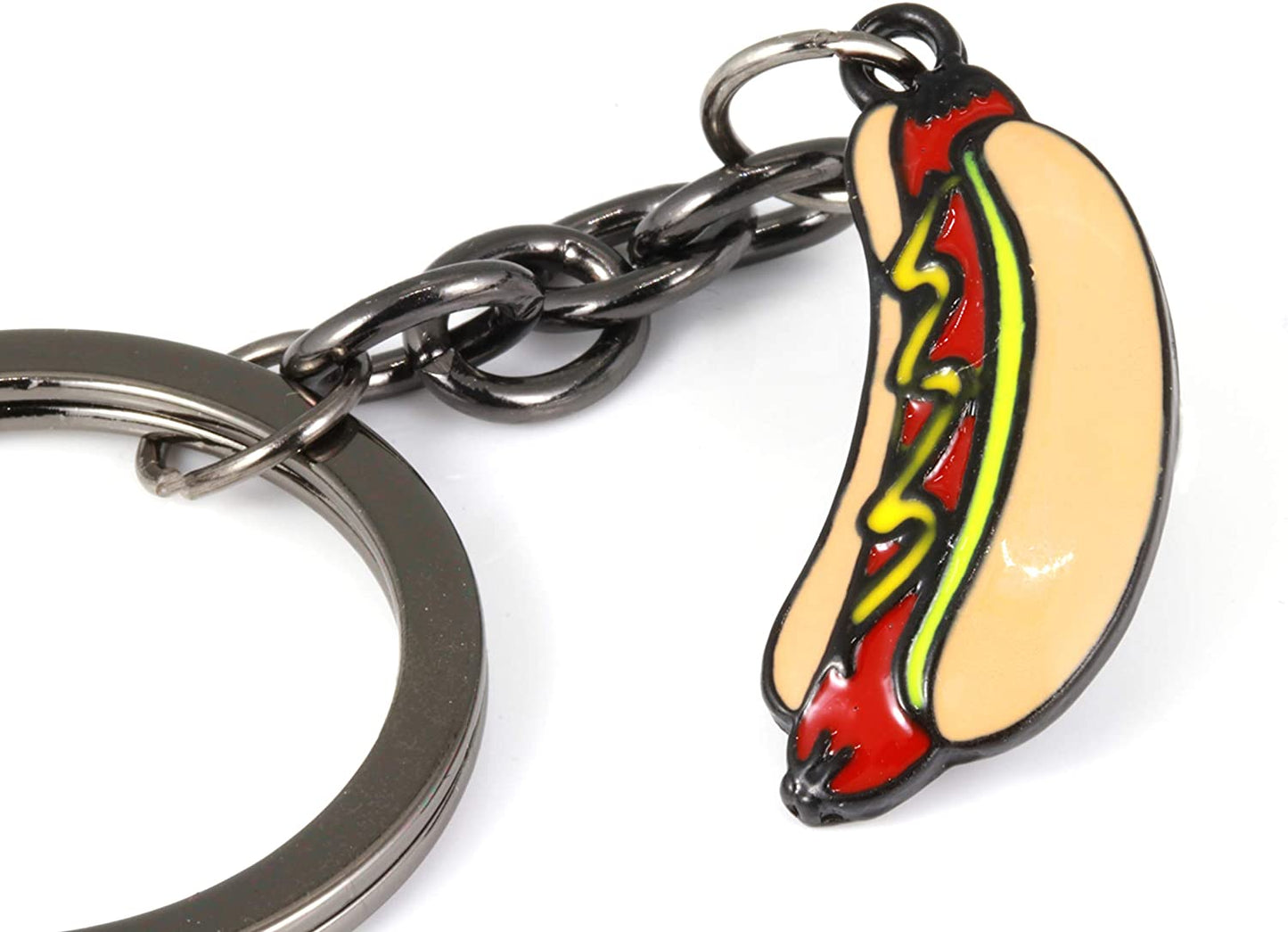 Hot Dogs Keychain | Food Keychain or Funny Keychain that shows a Hot Dog Keychain with Condiments is a Great Gift for Men oe Women who Love a Novelty Keychain or Weird Keychain or Mini Food Keychain