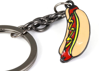 Hot Dogs Keychain | Food Keychain or Funny Keychain that shows a Hot Dog Keychain with Condiments is a Great Gift for Men oe Women who Love a Novelty Keychain or Weird Keychain or Mini Food Keychain