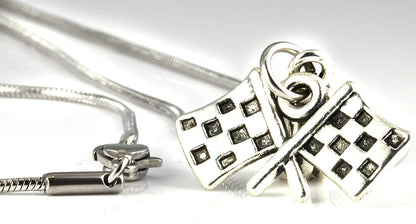 Checkered Flag | Great Racing Gifts for Men and Women Checkered Flag Charm Necklace Pendant of Race Flags Formula 1 Racing or Car Racing Gifts or Motocross Jewelry for Women or Racing Stuff for Fans