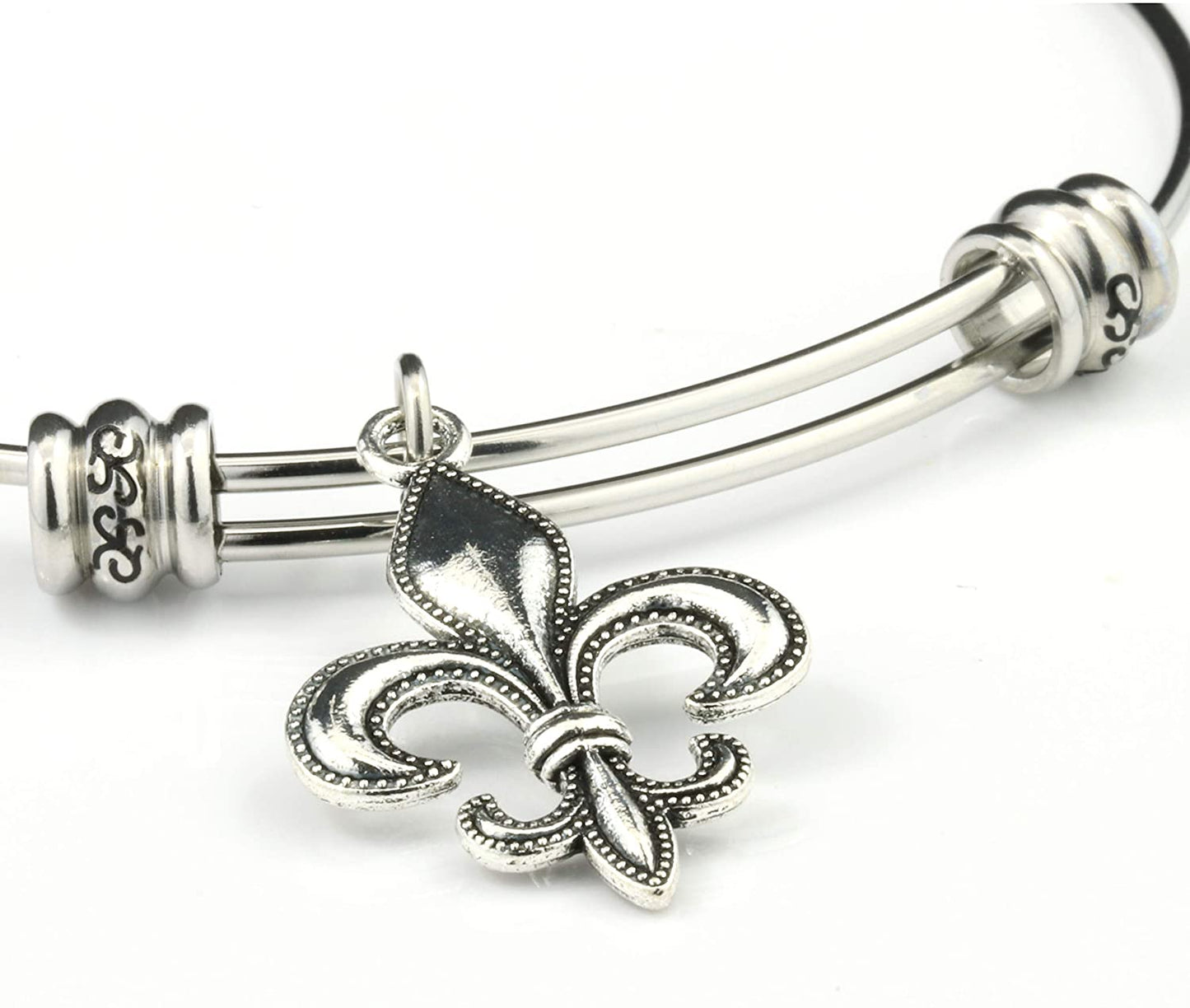 Fleur de Lis Bracelet | Fleur de Lis Jewelry Bangle Stainless Steel Hypoallergenic Fleurdelis Jewelry for Women and Men Unusual Jewelry for Women and Men with one of The Nicest Fleur de Lis Charms