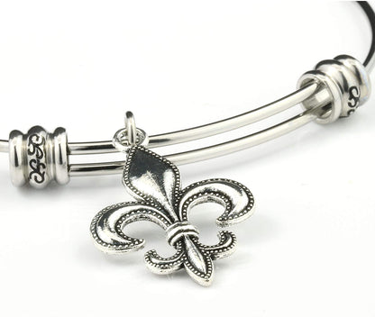 Fleur de Lis Bracelet | Fleur de Lis Jewelry Bangle Stainless Steel Hypoallergenic Fleurdelis Jewelry for Women and Men Unusual Jewelry for Women and Men with one of The Nicest Fleur de Lis Charms