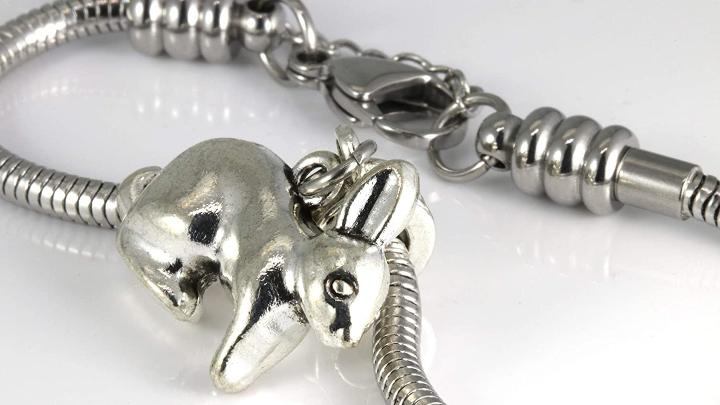 Rabbit Bracelet for Women | A Rabbit Gift with a Bunny Rabbit Charm on a Hypoallergenic Stainless Steel Snake Chain Bracelet Great Rabbit Gifts for Women or Men or Rabbit Jewelry as the Rabbit Gift