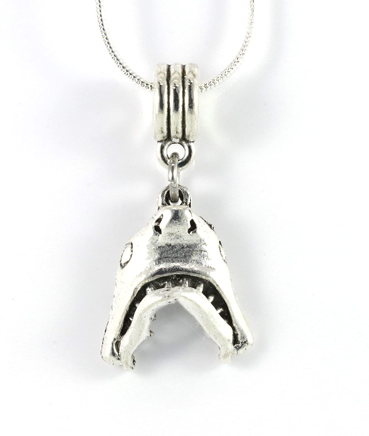 Shark Tooth Necklace | Shark Necklace on a 22 inch Stainless Steel Chain a Shark Jaw Charm on a Shark Tooth Necklace for Men and Women with Moveable Jaw Shark Charm with Shark Teeth for Biting Action