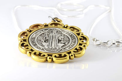 Saint Benedict Medal | St Benedict Medals for Saint Necklace for Men or Women This San Benito Medal or Medalla de San Benito is Great as a Gift for Religious Pendants for Men or Women of San Benito